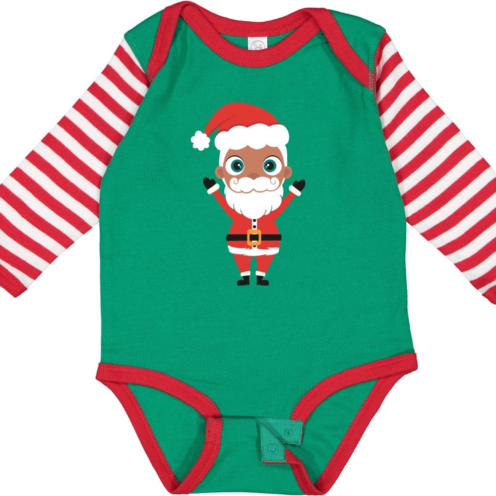 Kritter Christmas Santa Striped Long Sleeve Onesie
